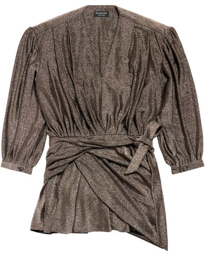 Balenciaga Belted Mini Dress - Brown