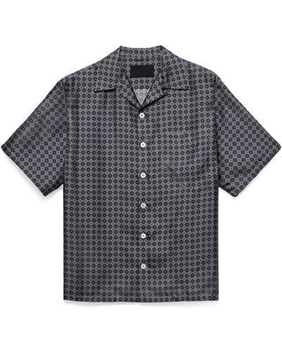Prada Silk Geometric Print Shirt - Grey