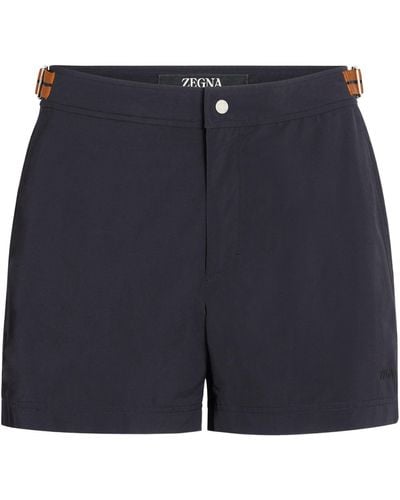 Zegna 232 Road Brand Mark Swim Shorts - Blue