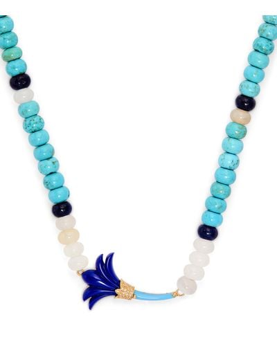 L'Atelier Nawbar Yellow Gold, Diamond, Lapis And Turquoise Psychedeliah Beaded Necklace - Blue
