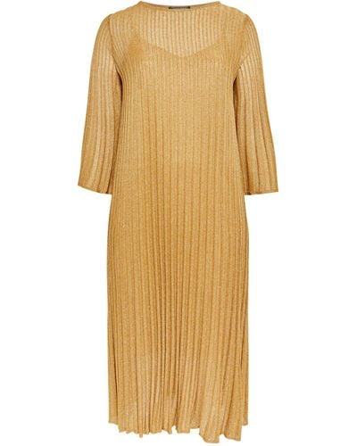 Marina Rinaldi Knitted Pleated Maxi Dress - Yellow