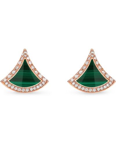 BVLGARI Rose Gold, Diamond And Malachite Divas' Dream Stud Earrings - Green