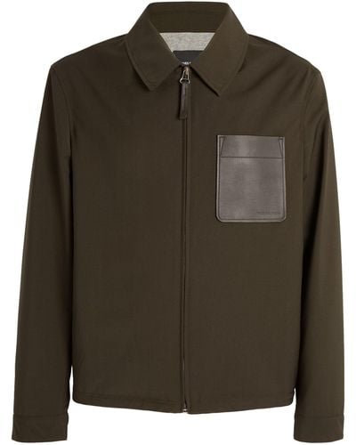 Yves Salomon Leather-patch-pocket Jacket - Green