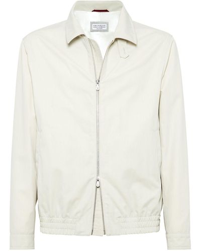 Brunello Cucinelli Gabardine Water-resistant Bomber Jacket - White