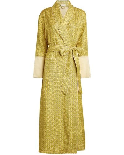 Olivia Von Halle Silk Capability Robe - Yellow