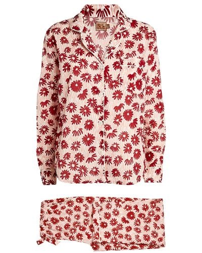 Desmond & Dempsey Cotton Floral Pajama Set - Red