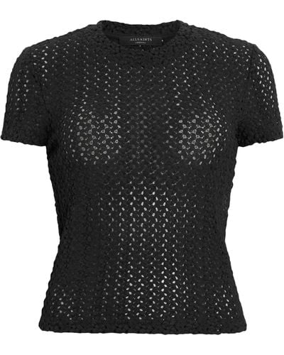 AllSaints Crochet Karma Stevie T-shirt - Black