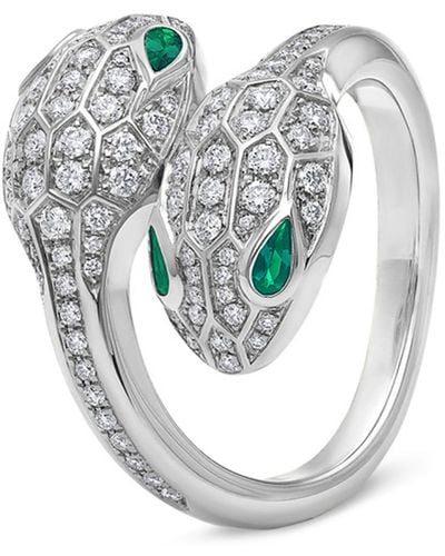BVLGARI White Gold, Diamond And Emerald Serpenti Seduttori Ring