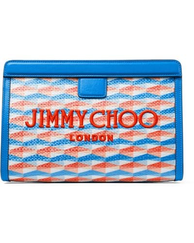 Jimmy Choo Diamond-weave Avenue Pouch - Blue