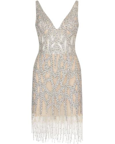 Jovani Crystal Embellished Mini Dress - Natural