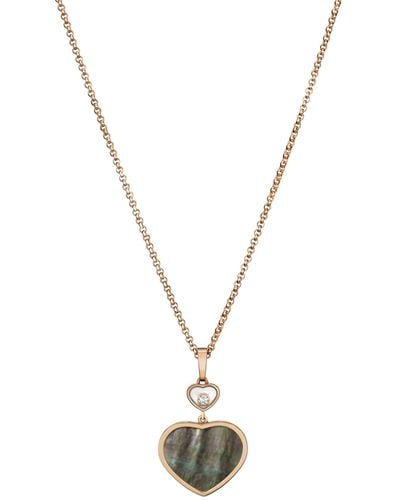 Chopard Rose Gold And Diamond Happy Hearts Pendant - Metallic