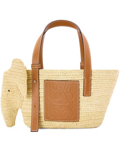 Bunny Basket Small Raffia Tote Bag in Beige - Loewe