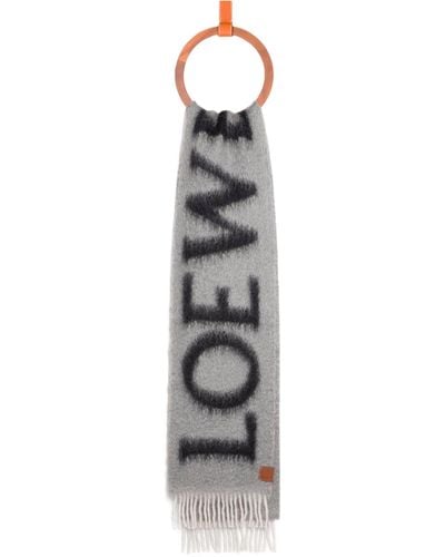 Loewe Wool-blend Logo Scarf - White
