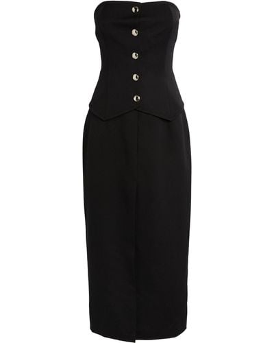 Alessandra Rich Virgin Wool Midi Dress - Black