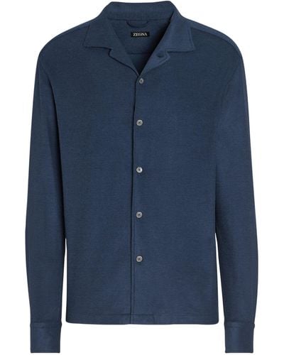 Zegna Linen-silk Knit Shirt - Blue