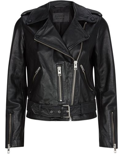 AllSaints Leather Balfern Biker Jacket - Black