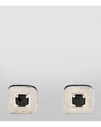 Tateossian Sterling Silver And Black Spinel Cufflinks - Metallic