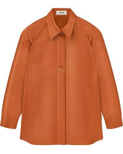 Aeron Leather Feather Shirt - Orange