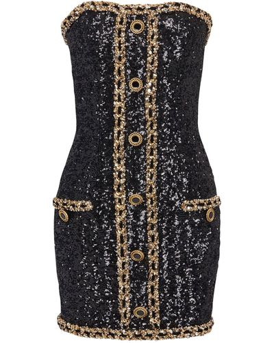 Balmain Sequin-embellished Mini Dress - Black
