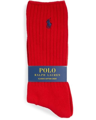 Polo Ralph Lauren Cotton-blend Classic Crew Socks - Red