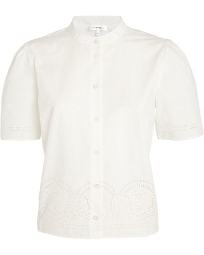 FRAME Cotton Broderie Anglaise Shirt - White