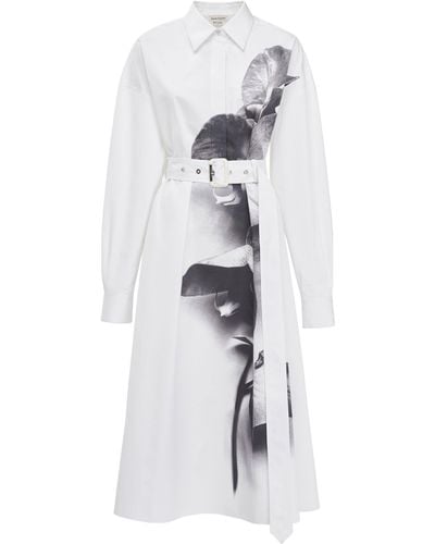 Alexander McQueen Ghost Orchid Midi Dress - White