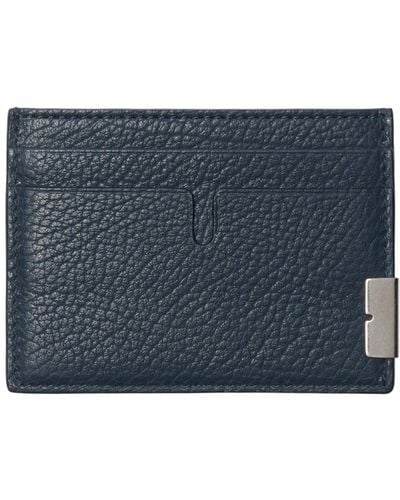 Burberry Grained Leather B-cut Card Holder - Blue