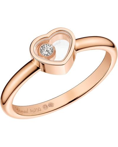 Chopard Rose Gold And Diamond My Happy Hearts Ring - Metallic