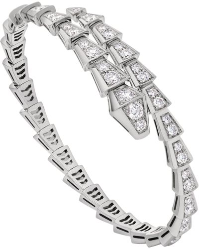 BVLGARI Small White Gold And Diamond Serpenti Viper Bracelet - Metallic