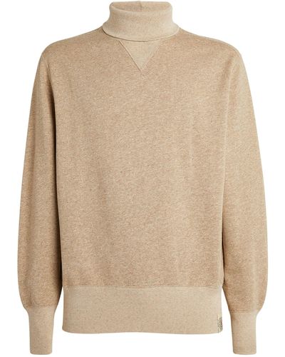 Polo Ralph Lauren Cotton-blend Mock-neck Sweatshirt - Natural