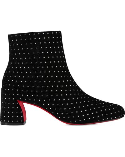 Christian Louboutin Turela Embellished Velvet Ankle Boots 55 - Black