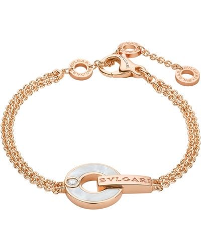 BVLGARI Rose Gold, Diamond And Mother-of-pearl Openwork Bracelet - Multicolor