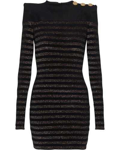 Balmain Striped Sweater Dress - Black
