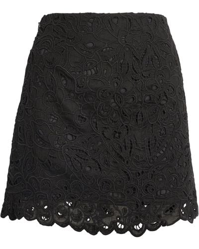 Isabel Marant Scalloped Dina Mini Skirt - Black