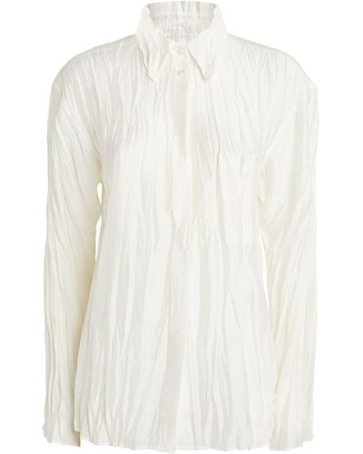 NINETY PERCENT Crinkled Sem Shirt - White