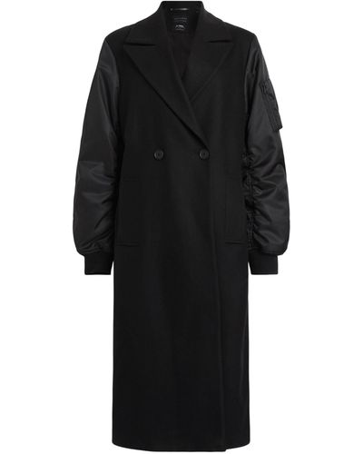 AllSaints Wool-blend Contrast Sleeve Paulah Coat - Black