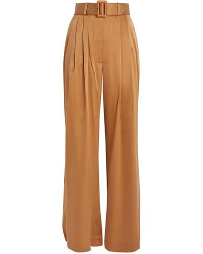 Zimmermann Silk Wide-leg Pants - Brown