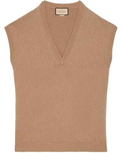 Gucci Fine Cashmere V-neck Sweater - Brown