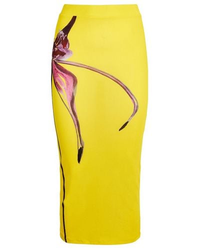 Louisa Ballou Ribbed Midi Skirt - Yellow
