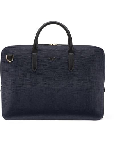 Smythson Leather Briefcase - Blue