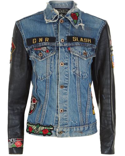 MadeWorn Guns N' Roses Embellished Denim Jacket - Blue