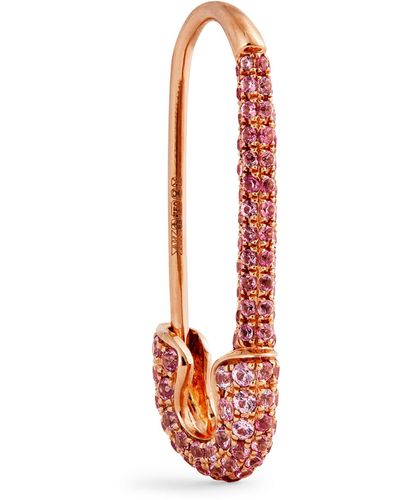 Anita Ko Rose Gold And Pink Sapphire Safety Pin Single Right Earring - Metallic