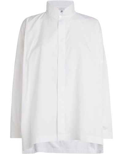 Eskandar Cotton Stand-collar Shirt - White