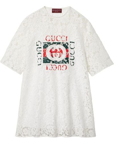 Gucci Cotton-lace Logo T-shirt - White