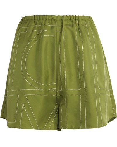 Totême Silk Monogram Shorts - Green