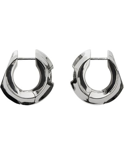 Burberry Silver And Gold-plated Hollow Hoop Earrings - Metallic