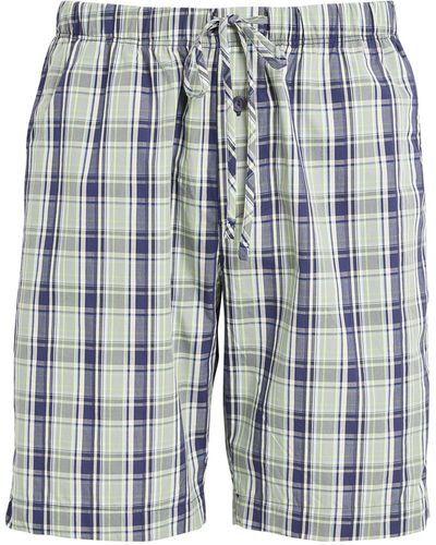 Hanro Cotton Check Pajama Shorts - Blue