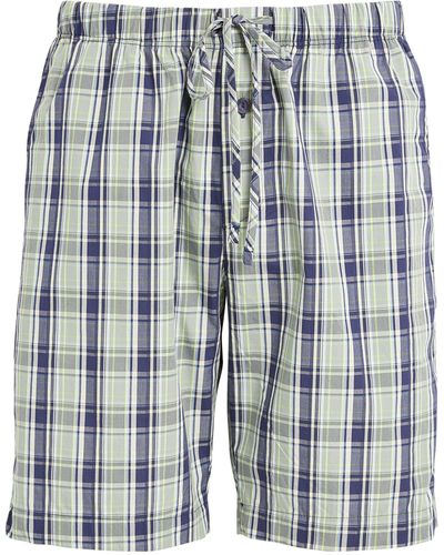 Hanro Cotton Check Pyjama Shorts - Blue