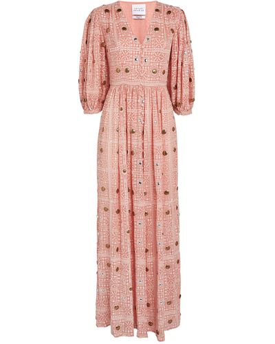 Hayley Menzies Embellished V-neck Maxi Dress - Pink