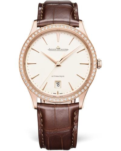 Jaeger-lecoultre Rose Gold And Diamond Master Ultra Thin Date Watch 39mm - Metallic